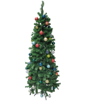 Premfy Smalle Kunstkerstboom 176cm met 550 takken - Met Versiering - Pencil Pine